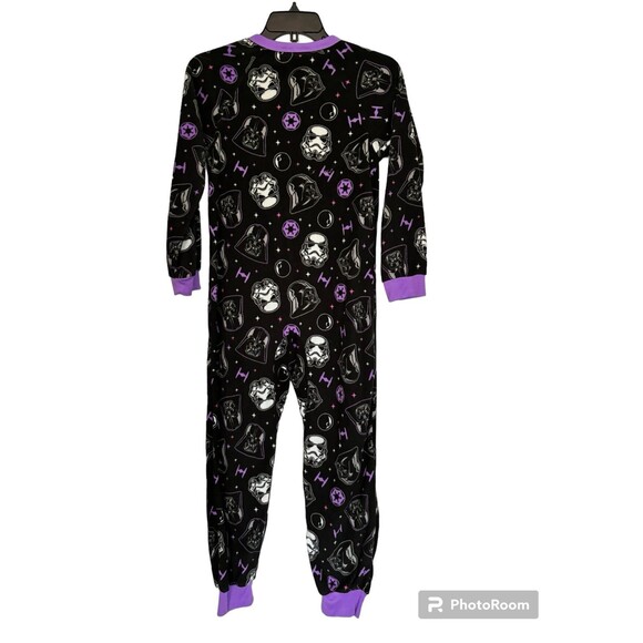 Star Wars Pajamas Girl Sz 10/12 Darth Vader Fleece 1 pc Sleep Black Purple - Picture 4 of 6
